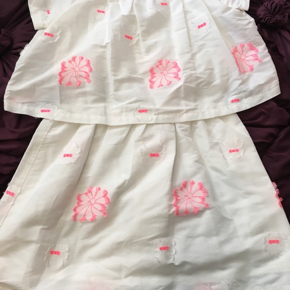 { Chloe } Girls White Pink Embroider Stitch Dress - Picture 3 of 8